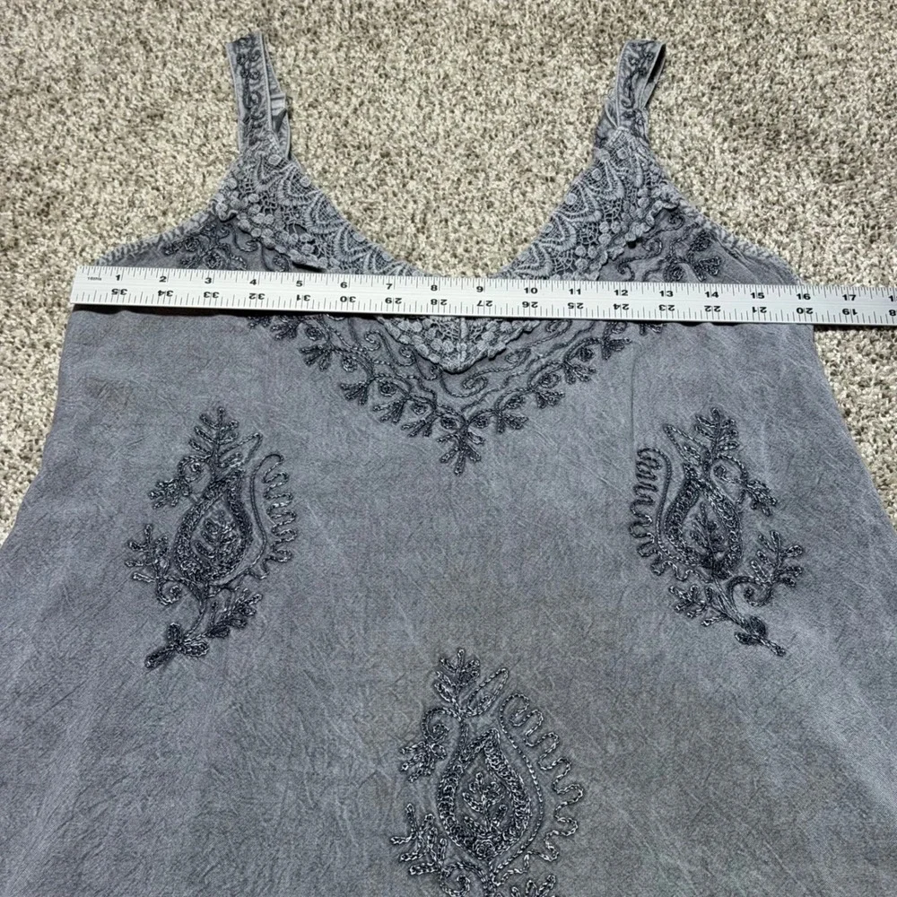 Advance Apparels Embroidered Midi Sun Dress Acid Wash Sleeveless Boho Women S